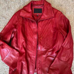 Vintage Oversized Red Genuine Leather Jacket
